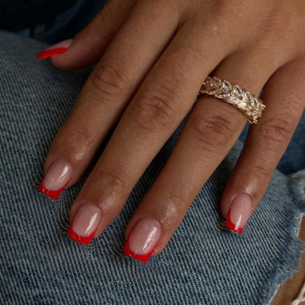 Square Red French Tip