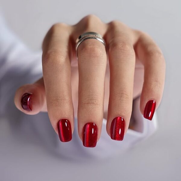 Short Square Red Nails